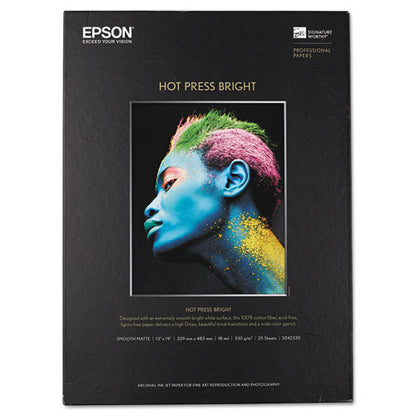 Hot Press Bright Fine Art Paper, 17 Mil, 13 X 19, Smooth Matte White, 25/pack