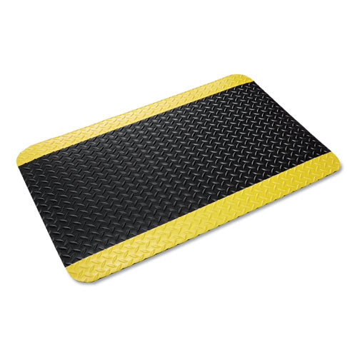 Industrial Deck Plate Anti-fatigue Mat, Vinyl, 36 X 60, Black/yellow Border