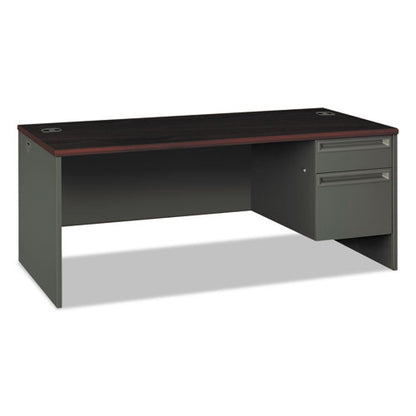 38000 Series Right Pedestal Desk, 72" X 36" X 29.5", Mahogany/charcoal