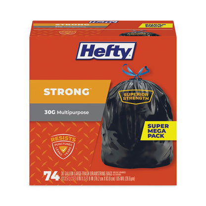 Strong Multipurpose Drawstring Trash Bags, 30 Gal, 1.1 Mil, 30" X 33", Black, 74/box, 3 Boxes/carton