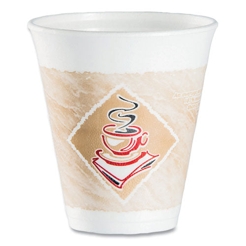 Cafe G Foam Hot/cold Cups, 12 Oz, Brown/red/white, 1,000/carton