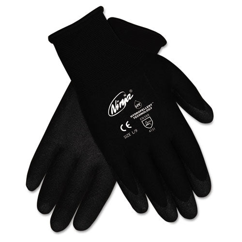 Ninja Hpt Pvc Coated Nylon Gloves, Large, Black, 12/pack