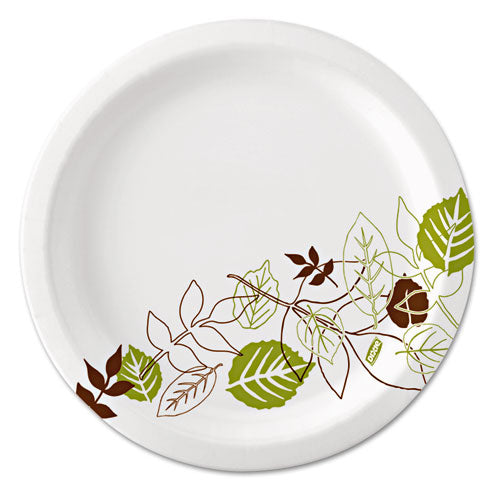 Pathways Soak-proof Shield Mediumweight Paper Plates, Wisesize, 6.88" Dia, Green/burgundy, 500/carton