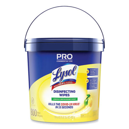 Professional Disinfecting Wipe Bucket, 1-ply, 6 X 8, Lemon And Lime Blossom, White, 800 Wipes/bucket, 2 Buckets/carton