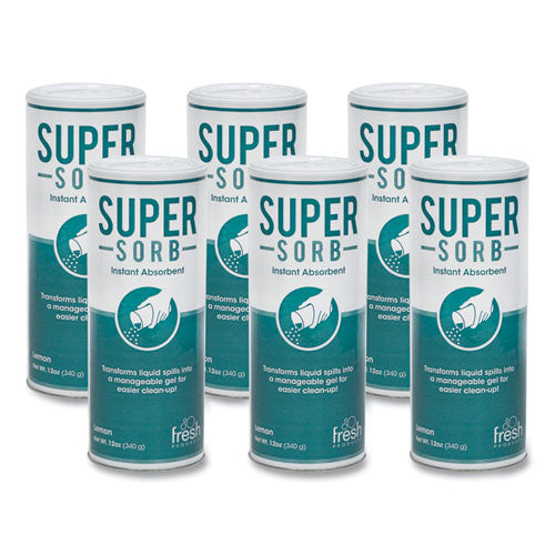 Super-sorb Liquid Spill Absorbent, Lemon Scent, 720 Oz Absorbing Volume, 12 Oz Shaker Can, 6/box