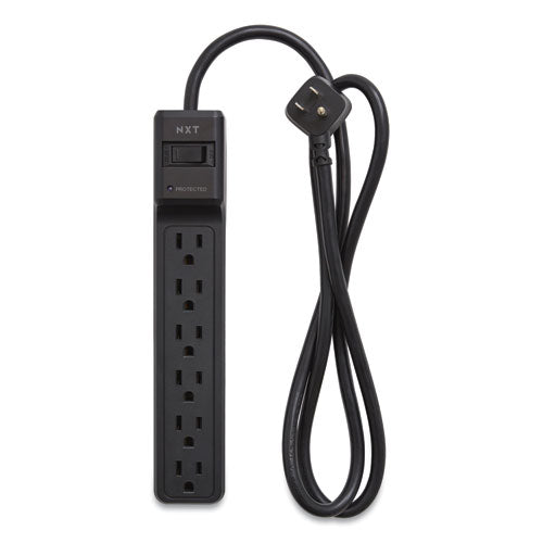 Surge Protector, 6 Ac Outlets, 4 Ft Cord, 600 J, Black