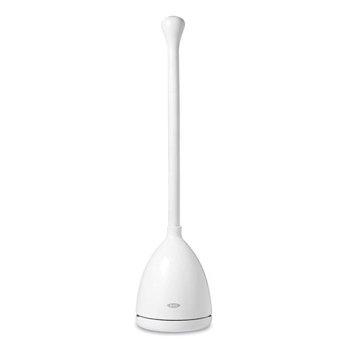 Good Grips Toilet Plunger And Canister, 24" Plastic Handle, 6" Dia, White