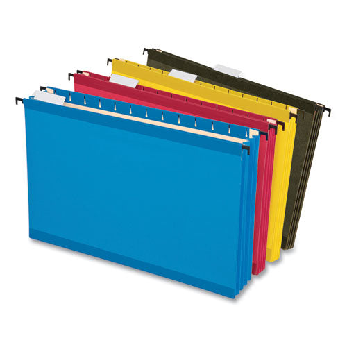 Surehook Hanging Pocket File, Legal Size, 1/5-cut Tabs, Assorted Colors, 4/pack