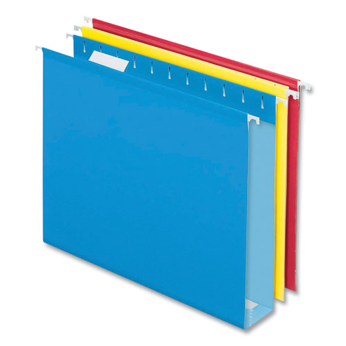 Colored Reinforced Hanging Folders, Letter Size, 1/5-cut Tabs, Assorted Colors, 12/box