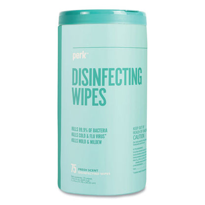 Disinfecting Wipes, 7 X 8, Fresh, White, 75 Wipes/canister