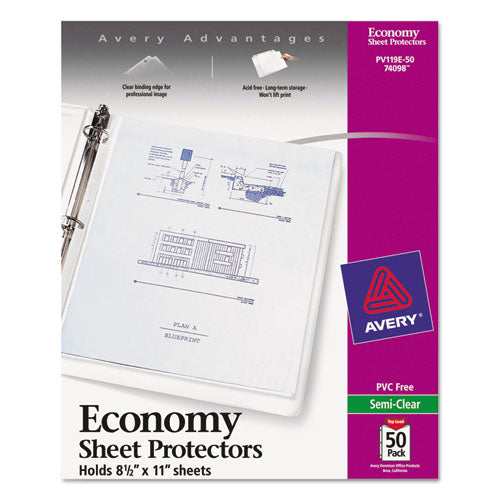 Top-load Sheet Protector, Economy Gauge, Letter, Semi-clear, 50/box