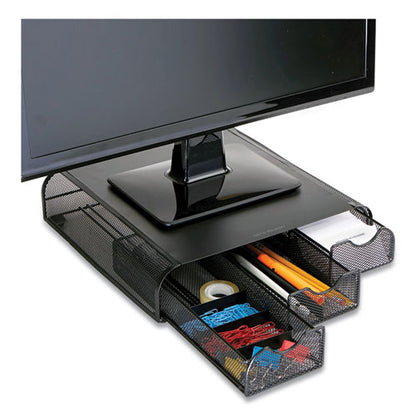 Perch Monitor Stand And Desk Organizer, 13" X 12.5" X 3", Black