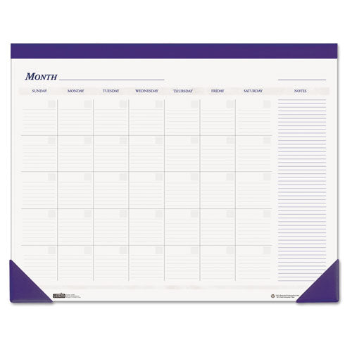 Recycled Nondated Desk Pad Calendar, 22 X 17, White/blue Sheets, Blue Binding, Blue Corners, 12-month (jan To Dec): Undated