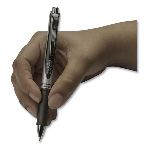 Energel Rtx Gel Pen, Retractable, Medium 0.7 Mm, Black Ink, Black/gray Barrel, 6/pack