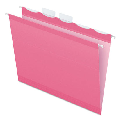 Ready-tab Colored Reinforced Hanging Folders, Letter Size, 1/5-cut Tabs, Pink, 20/box