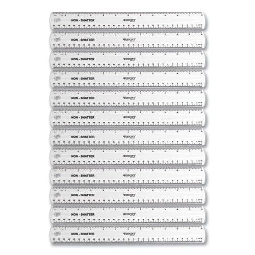 Non-shatter Flexible Ruler, Standard/metric, 12" (30 Cm) Long, Plastic, Clear, 12/box