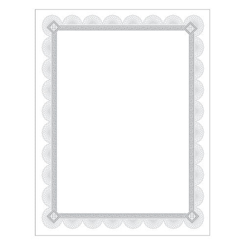 Premium Certificates, 8.5 X 11, White/silver With Spiro Silver Foil Border,15/pack