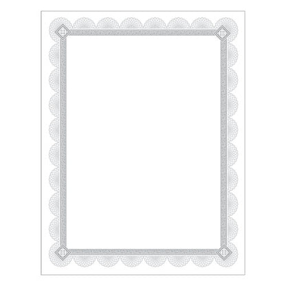 Premium Certificates, 8.5 X 11, White/silver With Spiro Silver Foil Border,15/pack