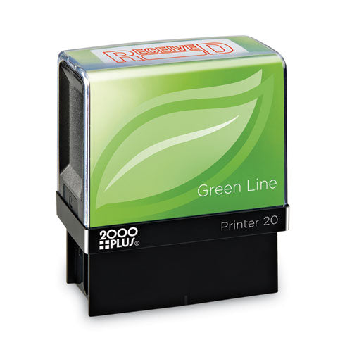 Green Line Message Stamp, Received, 1.5 X 0.56, Red