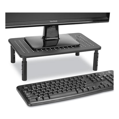 Adjustable Rectangular Monitor Stand, 14" X 9" X 3.25" To 5.25", Black, Supports 44 Lbs