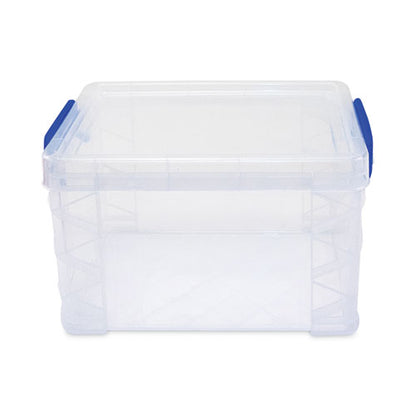 Super Stacker Lift-off Lid Storage Tote, 7.25" X 10.88" X 6.38", Transparent/blue