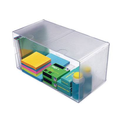 Stackable Cube Organizer, Double Cube, Plastic, 12 X 6 X 6, Clear