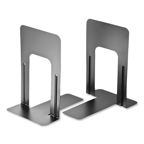 Steel Bookends, Nonskid, 5.88 X 8.25 X 9, Black, 1 Pair