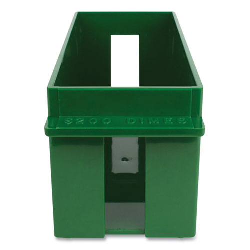 Extra-capacity Coin Tray, Dimes, 1 Compartment, Denomination And Capacity Etched On Side, 10.5 X 4.75 X 5, Plastic, Green