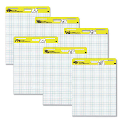 Vertical-orientation Self-stick Easel Pads, Quadrille Rule (1 Sq/in), 25 X 30, White, 30 Sheets, 6/pack