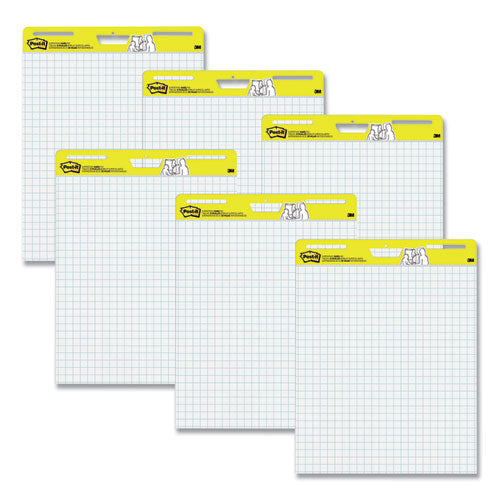 Vertical-orientation Self-stick Easel Pads, Quadrille Rule (1 Sq/in), 25 X 30, White, 30 Sheets, 6/pack