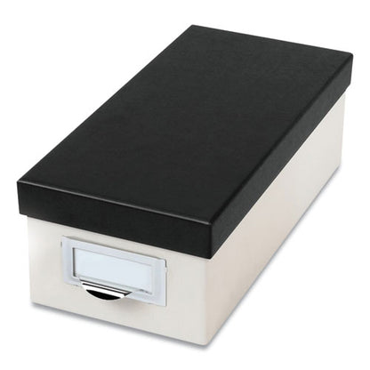 Index Card Storage Box, Holds 1,000 3 X 5 Cards, 5.5 X 11.5 X 3.88, Pressboard, Marble White/black