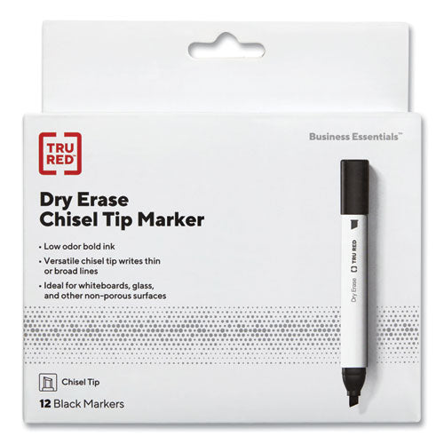 Dry Erase Marker, Tank-style, Medium Chisel Tip, Black, Dozen