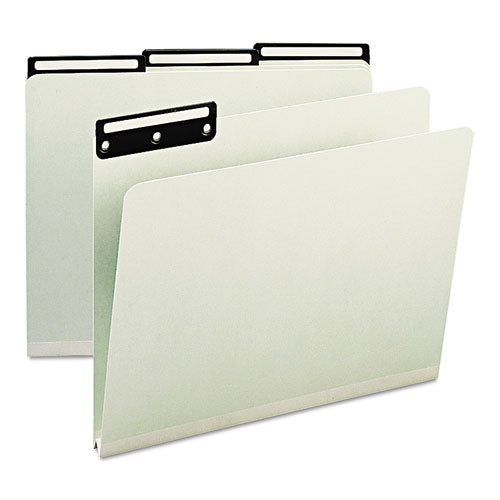 Recycled Heavy Pressboard File Folders With Insertable 1/3-cut Metal Tabs, Letter Size, 1" Expansion, Gray-green, 25/box