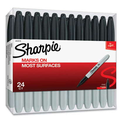 Fine Tip Permanent Marker, Fine Bullet Tip, Black, 24/pack