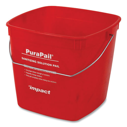 Purapail Sanitizing Bucket, 6 Qt, Polyethylene, Red