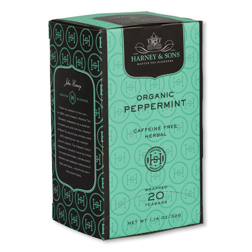 Premium Tea, Organic Peppermint Herbal Tea, Individually Wrapped Tea Bags, 20/box