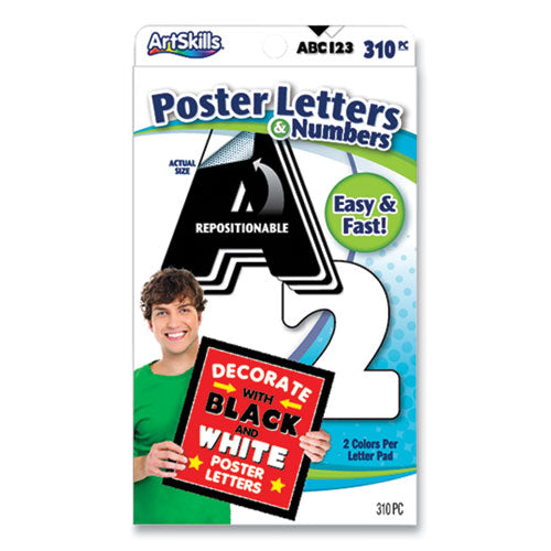 Black And White Poster Letters And Numbers, 10"h, 310/pack