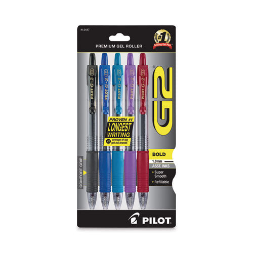 G2 Premium Gel Pen, Retractable, Bold 1 Mm, Assorted Ink And Barrel Colors, 5/pack