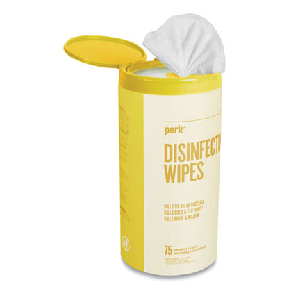 Disinfecting Wipes, 7 X 8, Lemon, White, 75 Wipes/canister