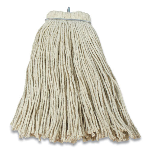 Layflat Regular Screw-type Mop Head, Cotton, 24 Oz, 1" Headband, White