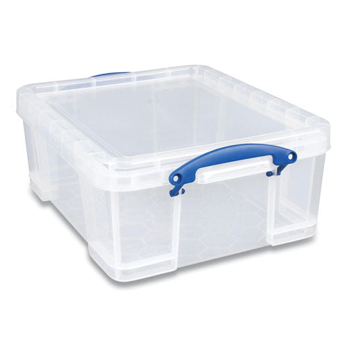 Snap-lid Storage Bin, 4.49 Gal, 11" X 18" X 4", Clear/blue, 4/pack