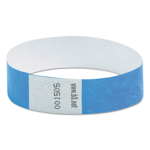 Security Wristbands, Sequentially Numbered, 10" X 0.75", Blue, 100/pack