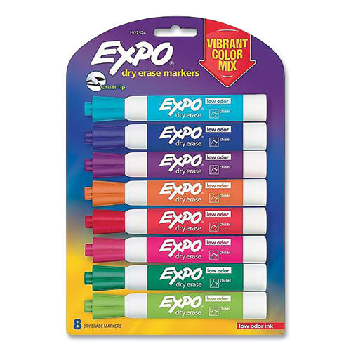 Dry Erase Marker, Broad Chisel Tip, Assorted Colors, 8/pack