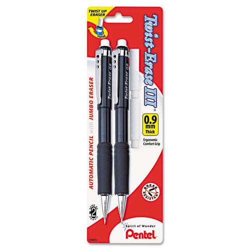 Twist-erase Iii Mechanical Pencil, 0.9 Mm, Hb (#2), Black Lead, Assorted Barrel Colors, 2/pack