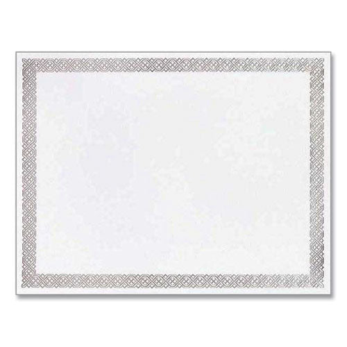 Foil Border Certificates, 8.5 X 11, Ivory/silver, Braided With Silver Border, 15/pack