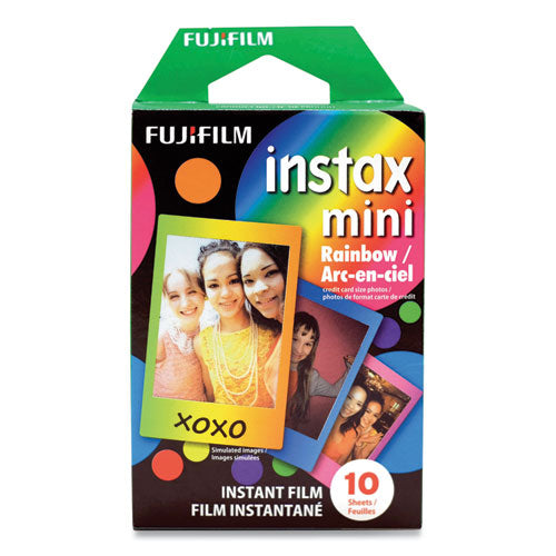 Instax Mini Rainbow Instant Film, 800 Asa, Color, 10 Sheets