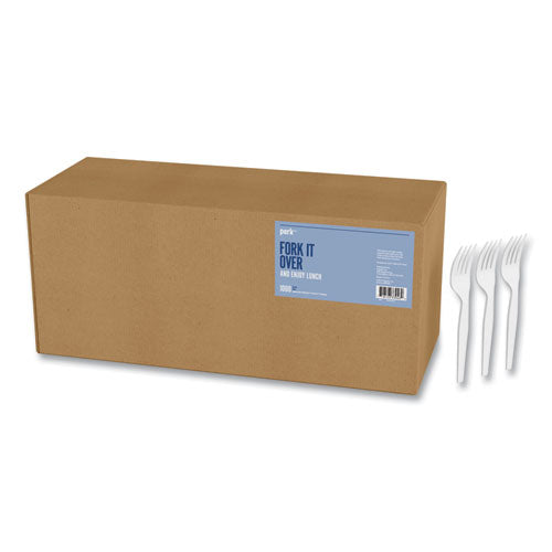 Mediumweight Plastic Cutlery, Fork, White, 1,000/pack