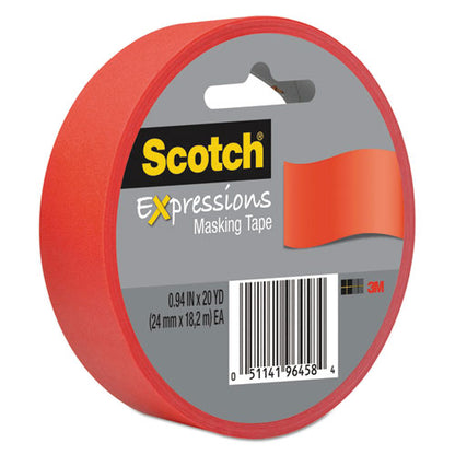 Expressions Masking Tape, 3" Core, 0.94" X 20 Yds, Primary Red