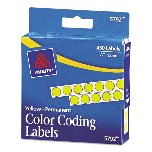 Handwrite-only Permanent Self-adhesive Round Color-coding Labels In Dispensers, 0.25" Dia, Yellow, 450/roll, (5792)