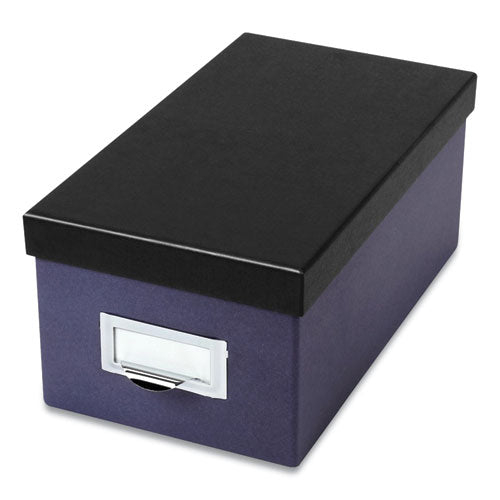 Index Card Storage Box, Holds 1,000 4 X 6 Cards, 6.5 X 11.5 X 5, Pressboard, Indigo/black